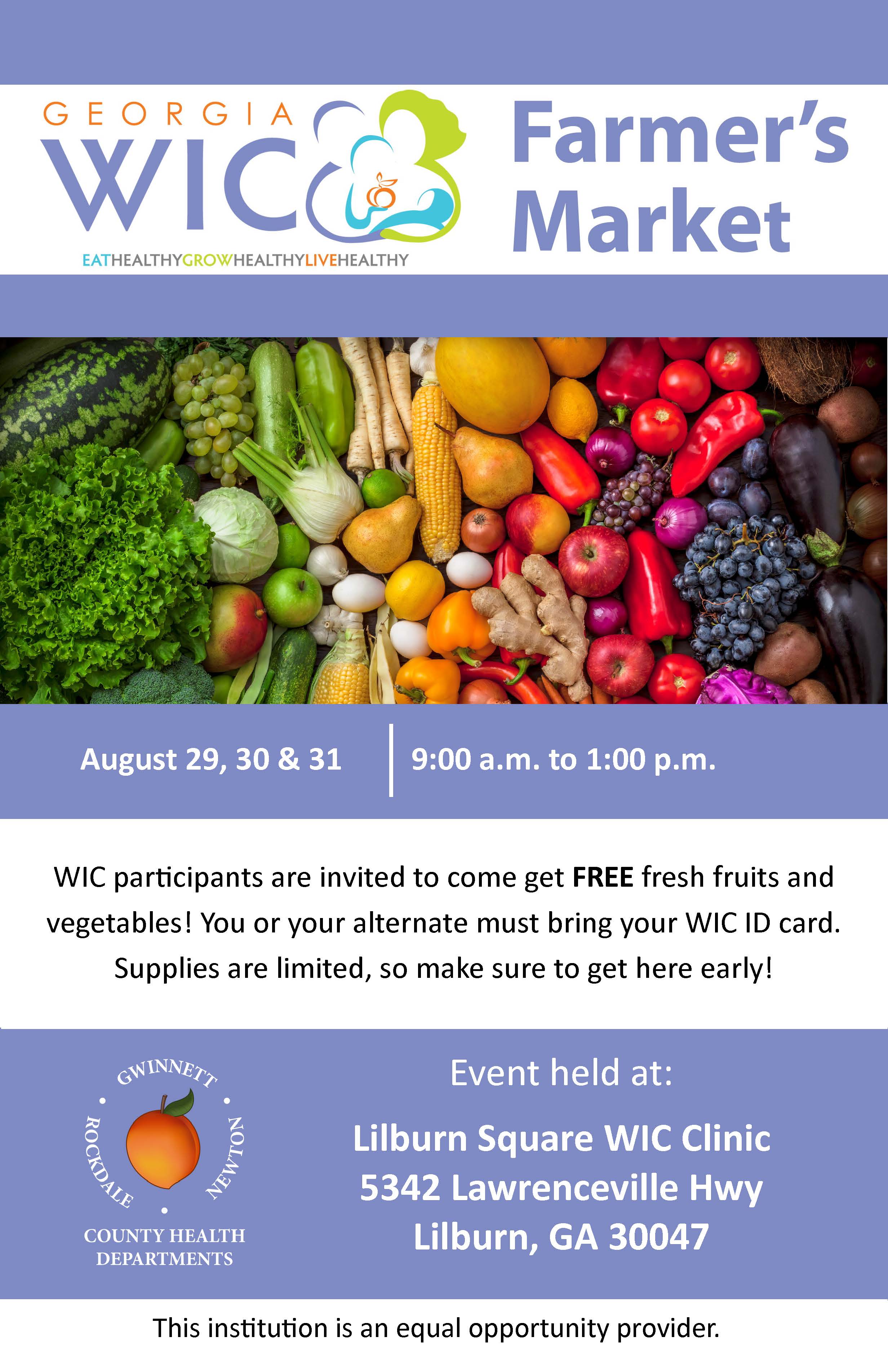WIC Farmer’s Market August 29 31 GNR Public Health