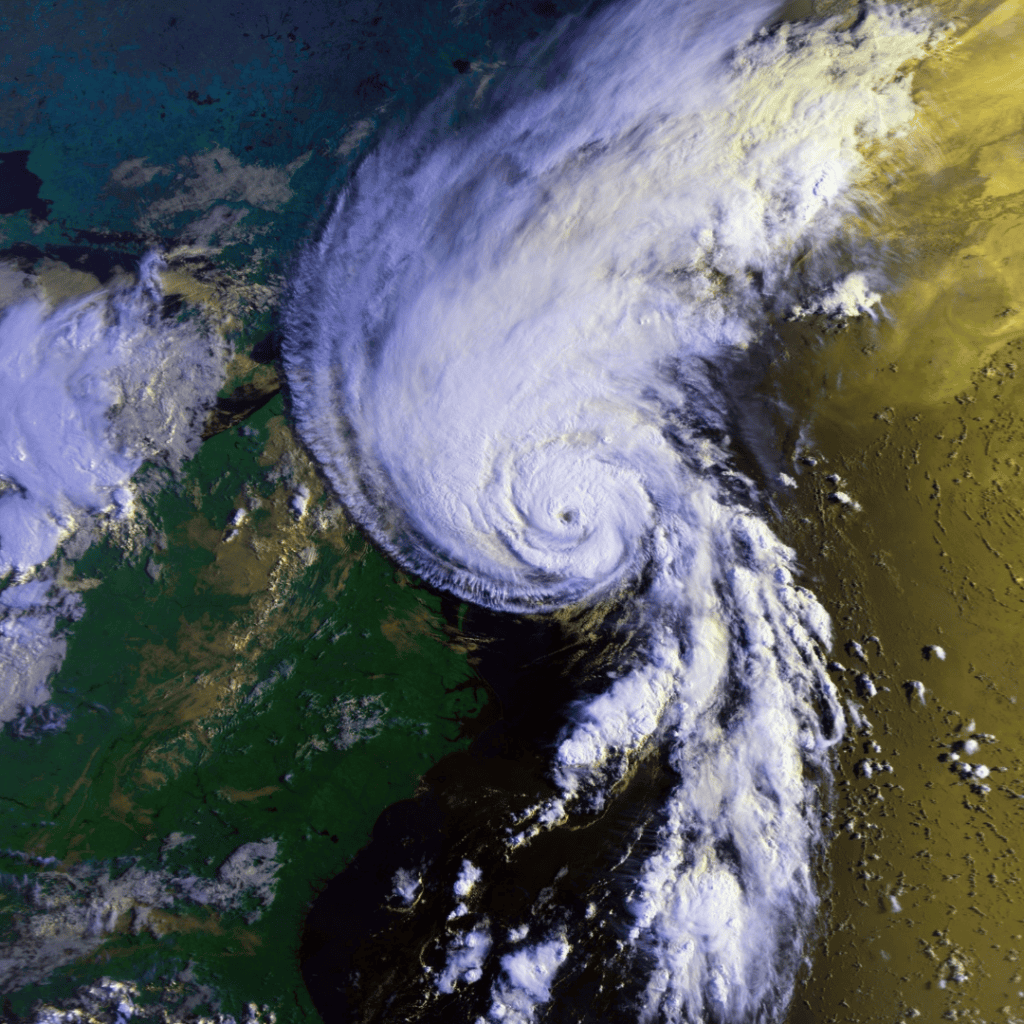 A satellite image of a hurricane.
